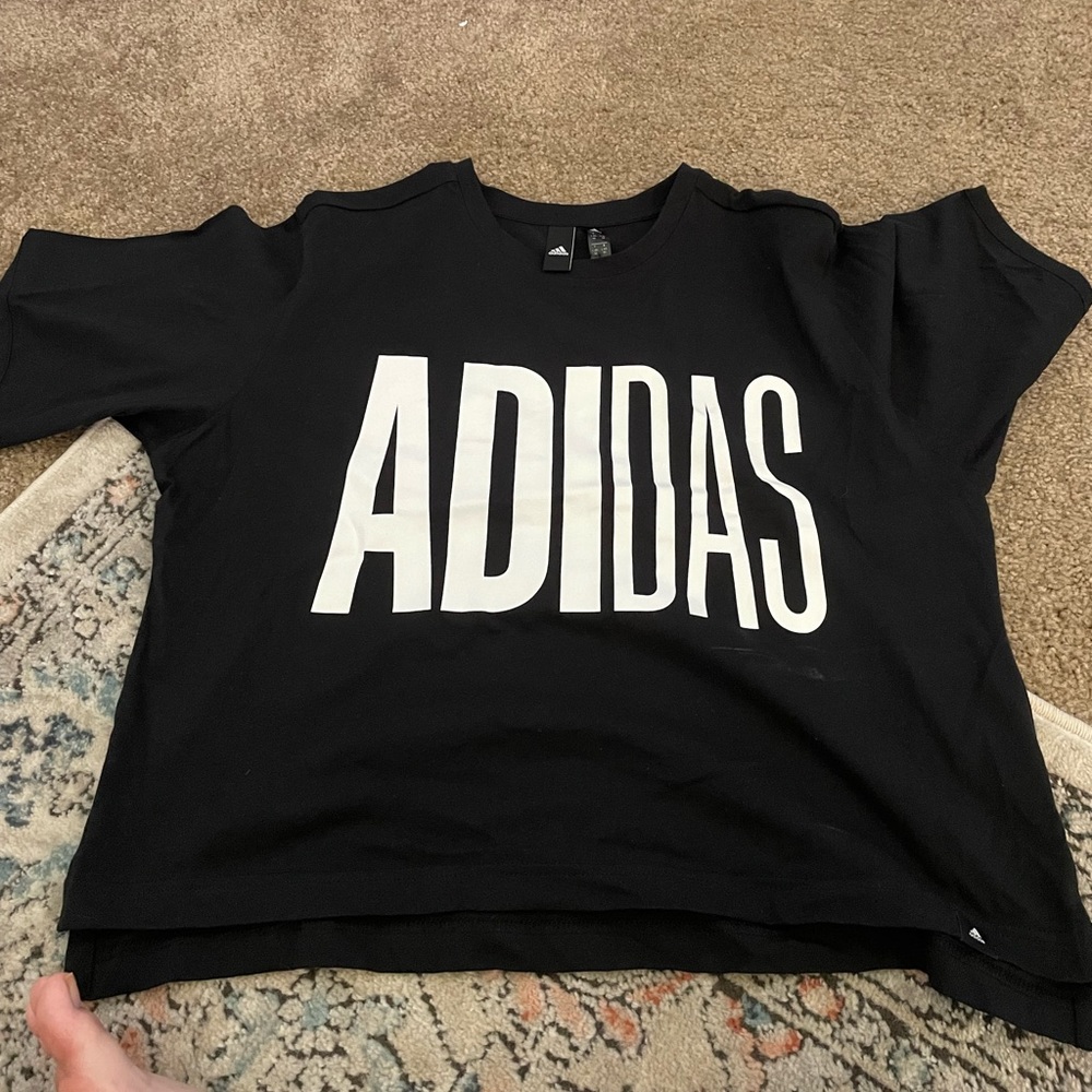 Adidas black crop top large